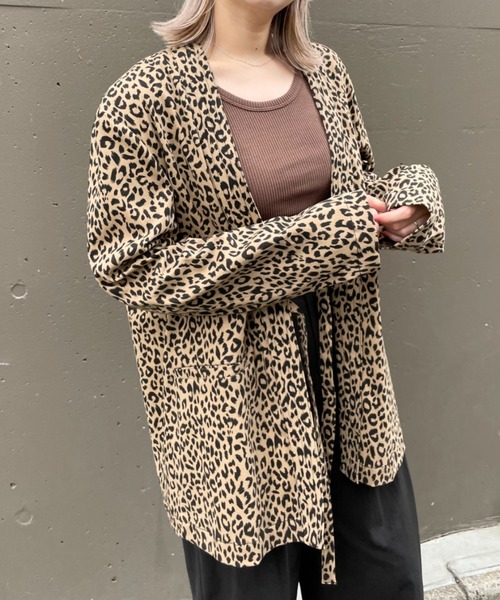 SUPERTHANKS(スーパーサンクス)の「#【SUPERTHANKS/スーパーサンクス】NO COLLAR JACKET/ノーカラージャケット(ノーカラージャケット・レディース・ブラック/レオパード・SMALL)」の2枚目の写真