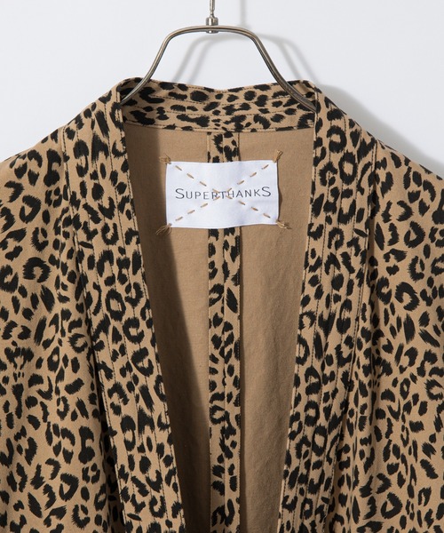 SUPERTHANKS(スーパーサンクス)の「#【SUPERTHANKS/スーパーサンクス】NO COLLAR JACKET/ノーカラージャケット(ノーカラージャケット・レディース・ブラック/レオパード・SMALL)」の5枚目の写真