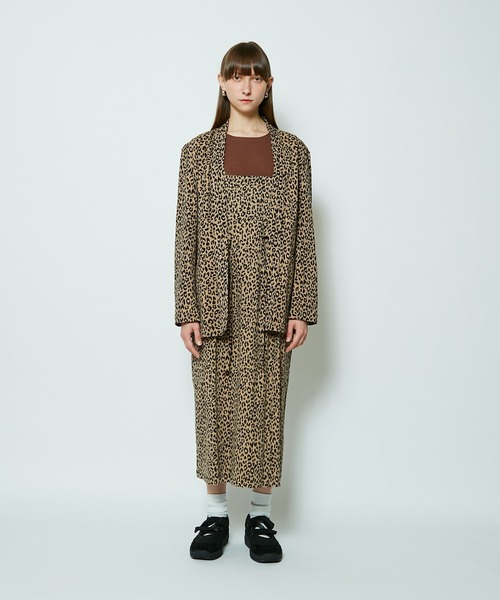 SUPERTHANKS(スーパーサンクス)の「#【SUPERTHANKS/スーパーサンクス】NO COLLAR JACKET/ノーカラージャケット(ノーカラージャケット・レディース・ブラック/レオパード・SMALL)」の3枚目の写真