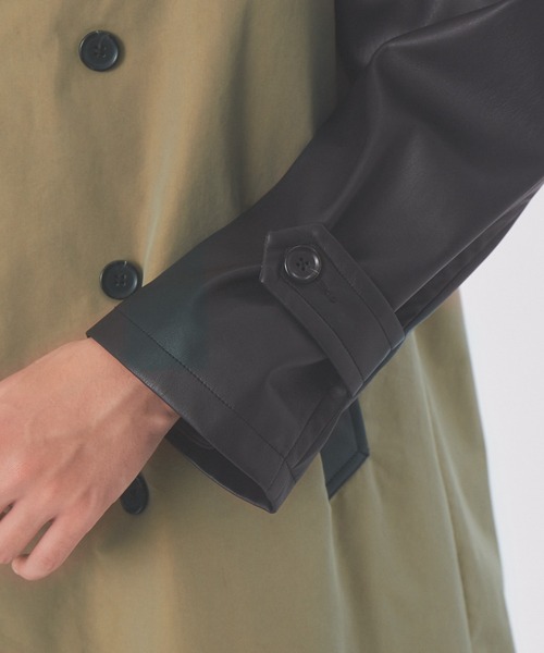 MYSELF ABAHOUSE ネオレザーバイカラーコンビトレンチ