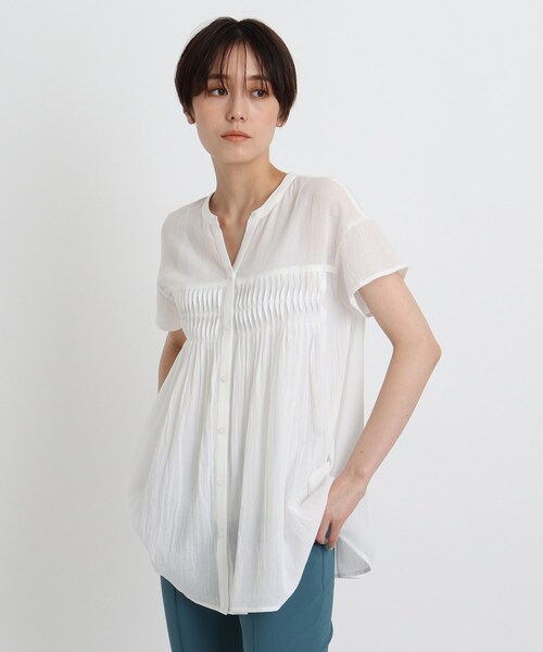 セール 洗える プリーツタックコットンブラウス シャツ ブラウス Indivi インディヴィ のファッション通販 Zozotown