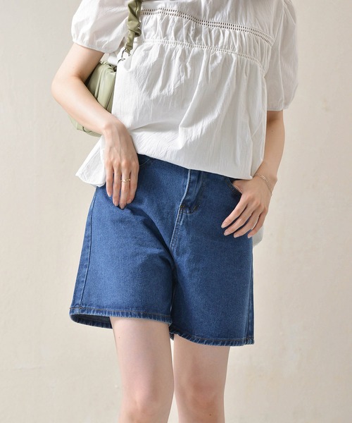 Monocoro toppi（モノコロトッピ）の「カラーデニムショートパンツ（デニムパンツ・レディース・ホワイト/ブルー/ブラック・M）」の20枚目の写真