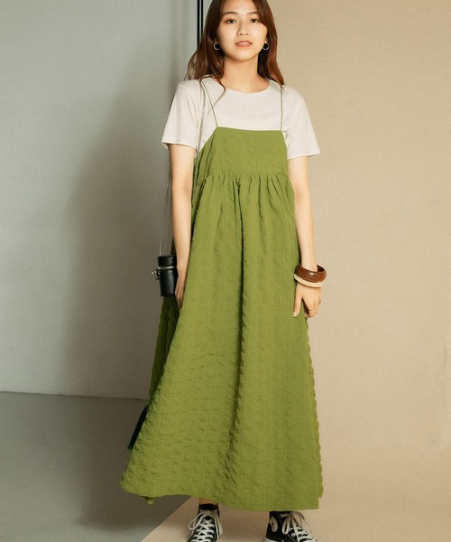 KBF（ケイビーエフ）の「【WEB/一部店舗限定】スパゲッティストラップキャミワンピース（ワンピース・レディース・ブラック/オリーブ/ブルー系その他・ONE）」の4枚目の写真