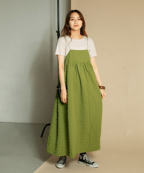 KBF（ケイビーエフ）の「【WEB/一部店舗限定】スパゲッティストラップキャミワンピース（ワンピース・レディース・ブラック/オリーブ/ブルー系その他・ONE）」の5枚目の写真