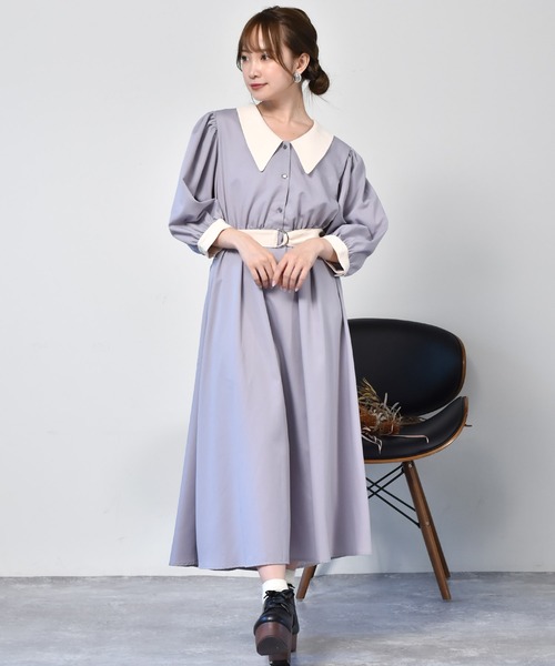 ems excite（エムズエキサイト）の「バイカラーシャツワンピース