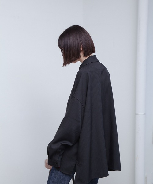 Nora Lily（ノラリリー）の「【Nora Lily】オーバーサイズ 長袖 シャツ（シャツ/ブラウス・メンズ・ブルー/ライトグレー/ブラック/パープル・FREE）」の8枚目の写真