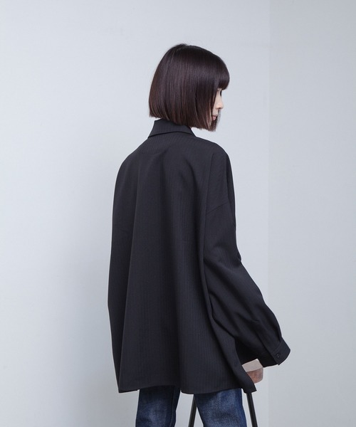 Nora Lily（ノラリリー）の「【Nora Lily】オーバーサイズ 長袖 シャツ（シャツ/ブラウス・メンズ・ブルー/ライトグレー/ブラック/パープル・FREE）」の9枚目の写真