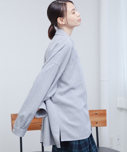 Nora Lily（ノラリリー）の「【Nora Lily】オーバーサイズ 長袖 シャツ（シャツ/ブラウス・メンズ・ブルー/ライトグレー/ブラック/パープル・FREE）」の20枚目の写真