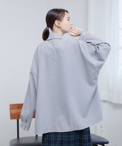 Nora Lily（ノラリリー）の「【Nora Lily】オーバーサイズ 長袖 シャツ（シャツ/ブラウス・メンズ・ブルー/ライトグレー/ブラック/パープル・FREE）」の21枚目の写真