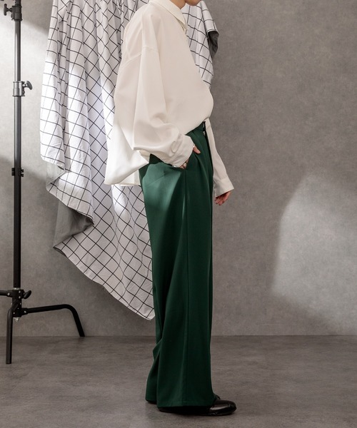 Adoon plain（アドーンプレーン）の「【Adoon plain】ドレープシャツ（シャツ/ブラウス・メンズ・オフホワイト/モカ/グリーン・LARGE/MEDIUM）」の21枚目の写真