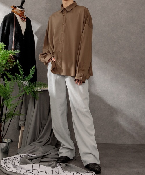 Adoon plain（アドーンプレーン）の「【Adoon plain】ドレープシャツ（シャツ/ブラウス・メンズ・オフホワイト/モカ/グリーン・LARGE/MEDIUM）」の19枚目の写真