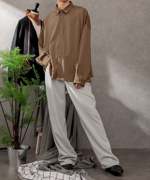 Adoon plain（アドーンプレーン）の「【Adoon plain】ドレープシャツ（シャツ/ブラウス・メンズ・オフホワイト/モカ/グリーン・LARGE/MEDIUM）」の13枚目の写真