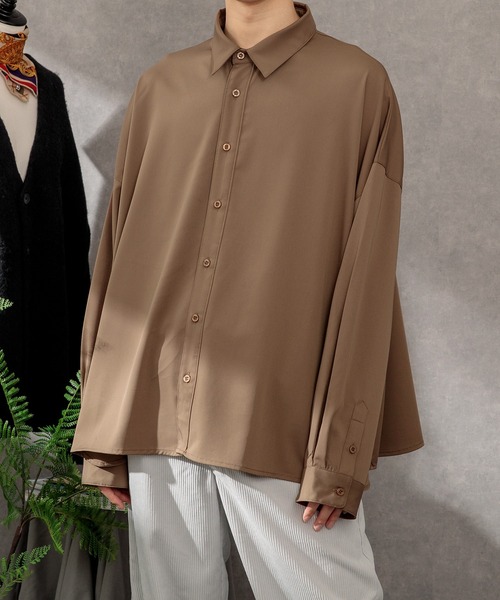 Adoon plain（アドーンプレーン）の「【Adoon plain】ドレープシャツ（シャツ/ブラウス・メンズ・オフホワイト/モカ/グリーン・LARGE/MEDIUM）」の7枚目の写真