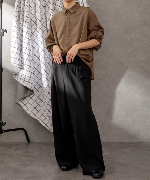 Adoon plain（アドーンプレーン）の「【Adoon plain】ドレープシャツ（シャツ/ブラウス・メンズ・オフホワイト/モカ/グリーン・LARGE/MEDIUM）」の4枚目の写真