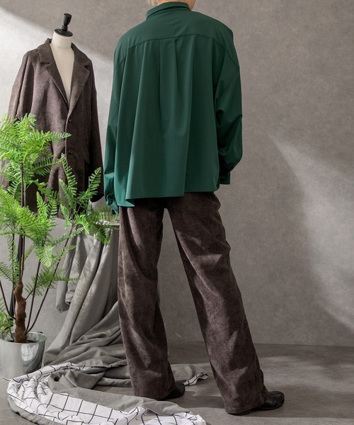 Adoon plain（アドーンプレーン）の「【Adoon plain】ドレープシャツ（シャツ/ブラウス・メンズ・オフホワイト/モカ/グリーン・LARGE/MEDIUM）」の14枚目の写真