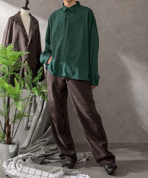 Adoon plain（アドーンプレーン）の「【Adoon plain】ドレープシャツ（シャツ/ブラウス・メンズ・オフホワイト/モカ/グリーン・LARGE/MEDIUM）」の20枚目の写真