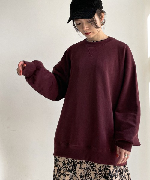 feepur（フェピュール）の「裏起毛BIGスウェット（スウェット・レディース・チャコールグレー/エンジ/オフホワイト/杢グレー/グリーン/ブルー・MEDIUM）」の6枚目の写真