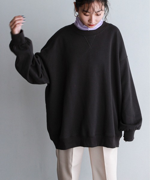 feepur（フェピュール）の「裏起毛BIGスウェット（スウェット・レディース・チャコールグレー/エンジ/オフホワイト/杢グレー/グリーン/ブルー・MEDIUM）」の3枚目の写真