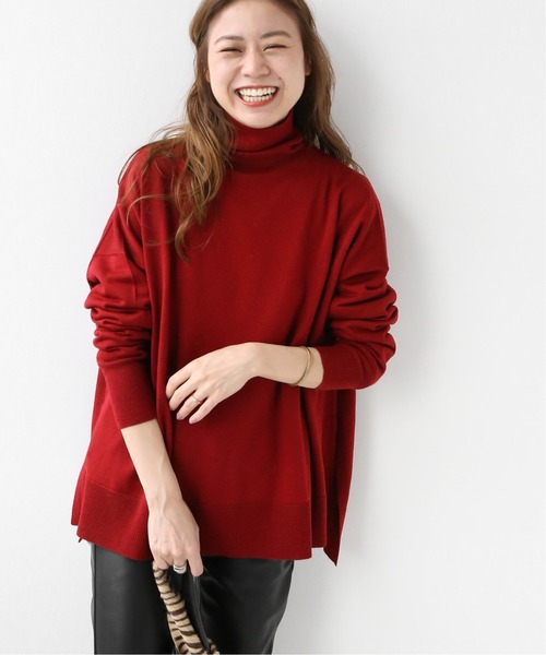 ジャーナルスタンダード　ウールカシミヤタートルネックニット　赤　セーター ウォッシャブルウールワイドタートルネック◇（ニット/セーター