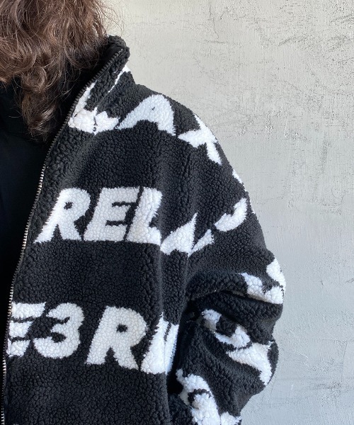 1PIU1UGUALE3  RELAX （ウノピゥウノウグァーレトレ リラックス）の「[1PIU1UGUALE3 RELAX/ウノピゥウノウグァーレトレ リラックス] 総柄 トラックボアジャケット（ブルゾン・メンズ・ブラック・M/L）」の3枚目の写真