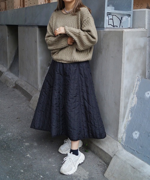 179/WG(イチナナキュウダブルジー)の「キルティングスカート(スカート・レディース・ブラック/オリーブ・MEDIUM)」の12枚目の写真