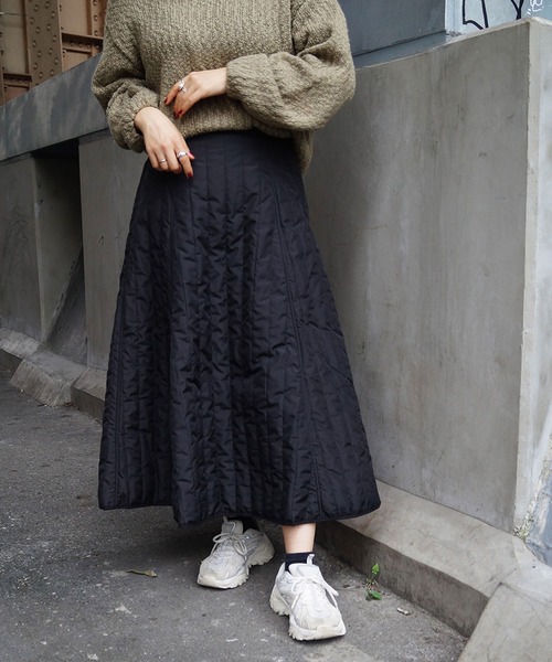 179/WG(イチナナキュウダブルジー)の「キルティングスカート(スカート・レディース・ブラック/オリーブ・MEDIUM)」の13枚目の写真