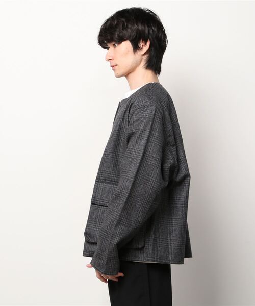 SPELLBOUND（スペルバウンド）の「[SPELLBOUND / スペルバウンド] ウォッシャブルツイード　ノーカラージャケット（ノーカラージャケット・メンズ・グレー・3/2）」の2枚目の写真