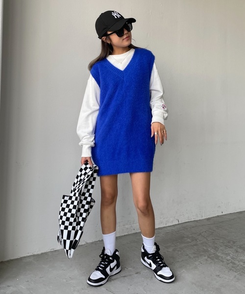 SHAGGIE(シャギー)の「シャギーモヘアライクニットベスト(ベスト・レディース・ブラック/カーキ/ブルー・FREE)」の12枚目の写真