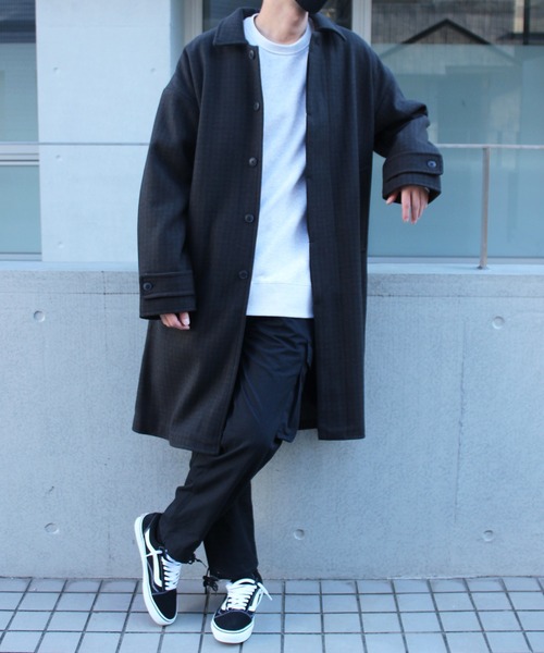 yield(イールド)の「【yield select apparel】メルトン ステンカラーコート NSWJ-003(ステンカラーコート・メンズ・グレイッシュブルー/キャメル/クリーム/ブラック/スモーキーグリーン系/ダークネイビー/ブラック系その他・M/L/S/XL)」の3枚目の写真
