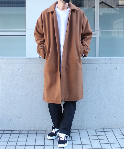 yield(イールド)の「【yield select apparel】メルトン ステンカラーコート NSWJ-003(ステンカラーコート・メンズ・グレイッシュブルー/キャメル/クリーム/ブラック/スモーキーグリーン系/ダークネイビー/ブラック系その他・M/L/S/XL)」の1枚目の写真
