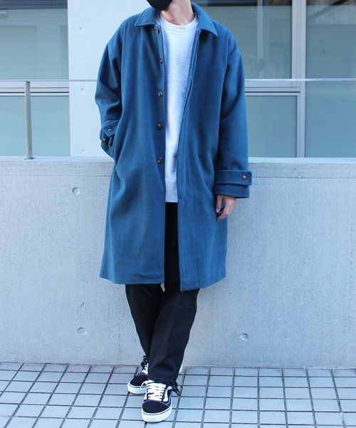 yield(イールド)の「【yield select apparel】メルトン ステンカラーコート NSWJ-003(ステンカラーコート・メンズ・グレイッシュブルー/キャメル/クリーム/ブラック/スモーキーグリーン系/ダークネイビー/ブラック系その他・M/L/S/XL)」の6枚目の写真