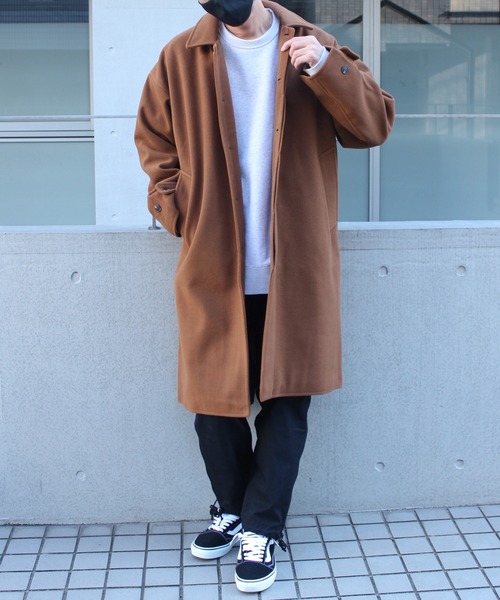 yield(イールド)の「【yield select apparel】メルトン ステンカラーコート NSWJ-003(ステンカラーコート・メンズ・グレイッシュブルー/キャメル/クリーム/ブラック/スモーキーグリーン系/ダークネイビー/ブラック系その他・M/L/S/XL)」の17枚目の写真