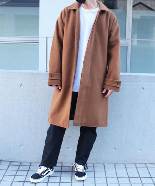 yield(イールド)の「【yield select apparel】メルトン ステンカラーコート NSWJ-003(ステンカラーコート・メンズ・グレイッシュブルー/キャメル/クリーム/ブラック/スモーキーグリーン系/ダークネイビー/ブラック系その他・M/L/S/XL)」の18枚目の写真