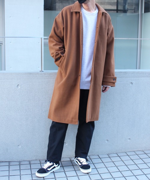yield(イールド)の「【yield select apparel】メルトン ステンカラーコート NSWJ-003(ステンカラーコート・メンズ・グレイッシュブルー/キャメル/クリーム/ブラック/スモーキーグリーン系/ダークネイビー/ブラック系その他・M/L/S/XL)」の20枚目の写真