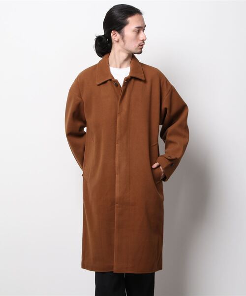 yield(イールド)の「【yield select apparel】メルトン ステンカラーコート NSWJ-003(ステンカラーコート・メンズ・グレイッシュブルー/キャメル/クリーム/ブラック/スモーキーグリーン系/ダークネイビー/ブラック系その他・M/L/S/XL)」の21枚目の写真