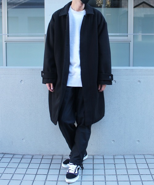 yield(イールド)の「【yield select apparel】メルトン ステンカラーコート NSWJ-003(ステンカラーコート・メンズ・グレイッシュブルー/キャメル/クリーム/ブラック/スモーキーグリーン系/ダークネイビー/ブラック系その他・M/L/S/XL)」の22枚目の写真