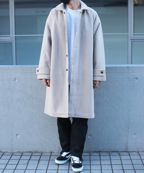 yield(イールド)の「【yield select apparel】メルトン ステンカラーコート NSWJ-003(ステンカラーコート・メンズ・グレイッシュブルー/キャメル/クリーム/ブラック/スモーキーグリーン系/ダークネイビー/ブラック系その他・M/L/S/XL)」の11枚目の写真