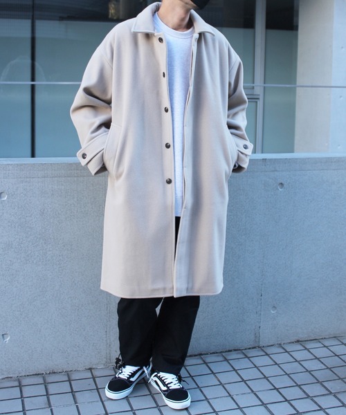 yield(イールド)の「【yield select apparel】メルトン ステンカラーコート NSWJ-003(ステンカラーコート・メンズ・グレイッシュブルー/キャメル/クリーム/ブラック/スモーキーグリーン系/ダークネイビー/ブラック系その他・M/L/S/XL)」の13枚目の写真