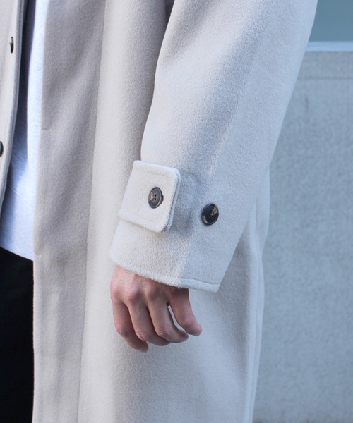 yield(イールド)の「【yield select apparel】メルトン ステンカラーコート NSWJ-003(ステンカラーコート・メンズ・グレイッシュブルー/キャメル/クリーム/ブラック/スモーキーグリーン系/ダークネイビー/ブラック系その他・M/L/S/XL)」の14枚目の写真