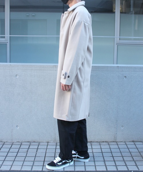 yield(イールド)の「【yield select apparel】メルトン ステンカラーコート NSWJ-003(ステンカラーコート・メンズ・グレイッシュブルー/キャメル/クリーム/ブラック/スモーキーグリーン系/ダークネイビー/ブラック系その他・M/L/S/XL)」の15枚目の写真