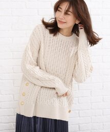 SHOO・LA・RUE | 脇ボタンバルキーケーブルニット(ニット/セーター)