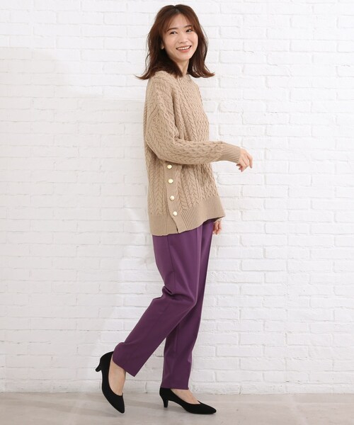SHOO・LA・RUE（シューラルー）の「◆脇ボタンバルキーケーブルニット（ニット/セーター・レディース・オリーブ/アイボリー/サンドベージュ/ダークネイビー・00）」の22枚目の写真