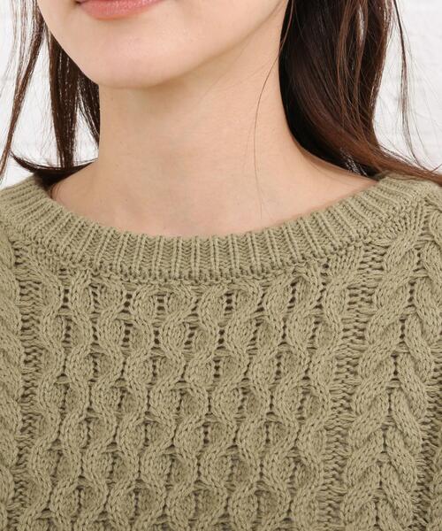 SHOO・LA・RUE（シューラルー）の「◆脇ボタンバルキーケーブルニット（ニット/セーター・レディース・オリーブ/アイボリー/サンドベージュ/ダークネイビー・00）」の8枚目の写真