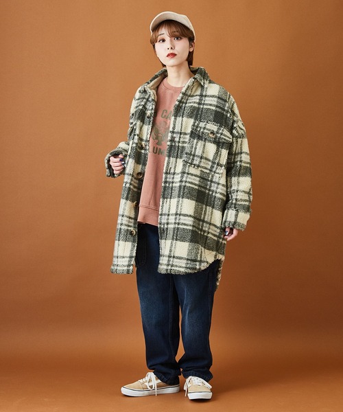 CUBE SUGAR(キューブシュガー)の「ボアチェック CPOジャケット(カバーオール・レディース・ホワイト/ネイビー/オレンジ・M)」の17枚目の写真