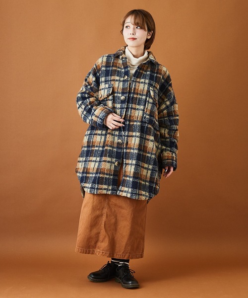 CUBE SUGAR(キューブシュガー)の「ボアチェック CPOジャケット(カバーオール・レディース・ホワイト/ネイビー/オレンジ・M)」の18枚目の写真