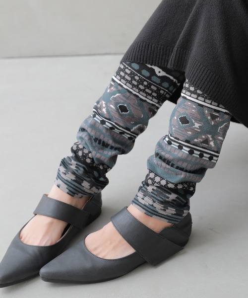 osharewalker（オシャレウォーカー）の「【廃盤】『総柄プリントレギンス』（レギンス/スパッツ・レディース・ブラウン/グレイッシュブルー・1/2）」の2枚目の写真