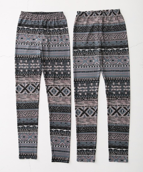 osharewalker（オシャレウォーカー）の「【廃盤】『総柄プリントレギンス』（レギンス/スパッツ・レディース・ブラウン/グレイッシュブルー・1/2）」の12枚目の写真