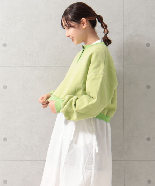 fredy repit（フレディレピ）の「微配色ミニ丈裏毛プルオーバー（スウェット・レディース・チャコールグレー/ライトグリーン/アイボリー・38）」の9枚目の写真