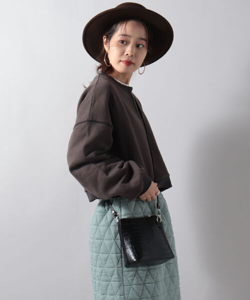 fredy repit（フレディレピ）の「微配色ミニ丈裏毛プルオーバー（スウェット・レディース・チャコールグレー/ライトグリーン/アイボリー・38）」の21枚目の写真