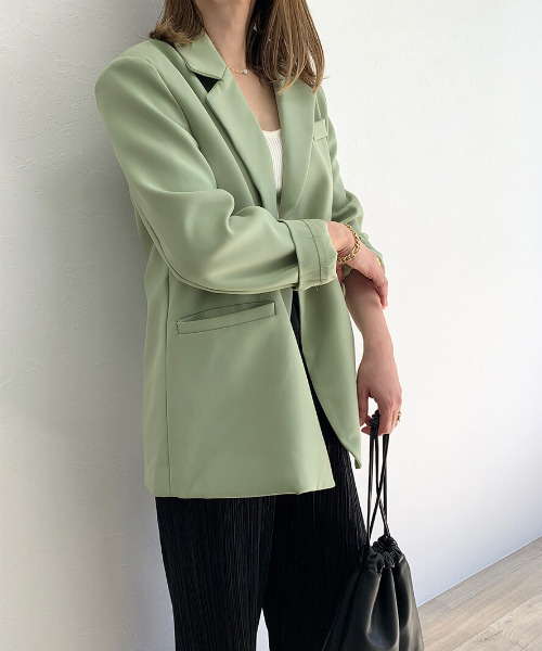 ISOOK（アイスー）の「Design color jacket / デザインカラージャケット（テーラードジャケット・レディース・ブラック/モカ/ミント・FREE）」の4枚目の写真